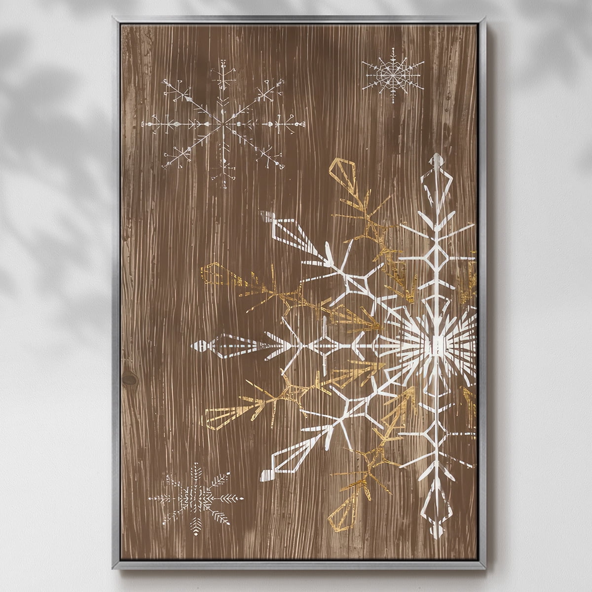 Barnwood Wonderland Collection B - Framed Gallery Wrapped Holiday Canvas - 25 x 37 - Silver Frame