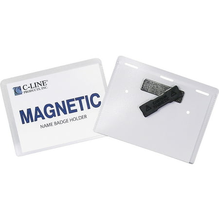 Inkjet Badge Holder Kit - C-Line Magnetic Name Badge Holder Kit, Horizontal, 4w x 3h, Clear, 20/Box