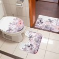thumbnail image 4 of Pink Palm Tree Bath Mat 3 Piece Bathroom Rug Set, Forest Tropical Plants Flower Leaf Non Slip Bath Rug Contour Mat and Toilet Lid Cover, Absorbent Shower Mats Soft Bath Rugs and Mats Sets, 4 of 8