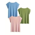 thumbnail image 2 of ZOELNIC 3 Pack Women's Short Sleeve V-Neck T-Shirts - 2025 Summer Fashion Loose Fit Cute Tees Trendy Basic Tops, XL, 2 of 3