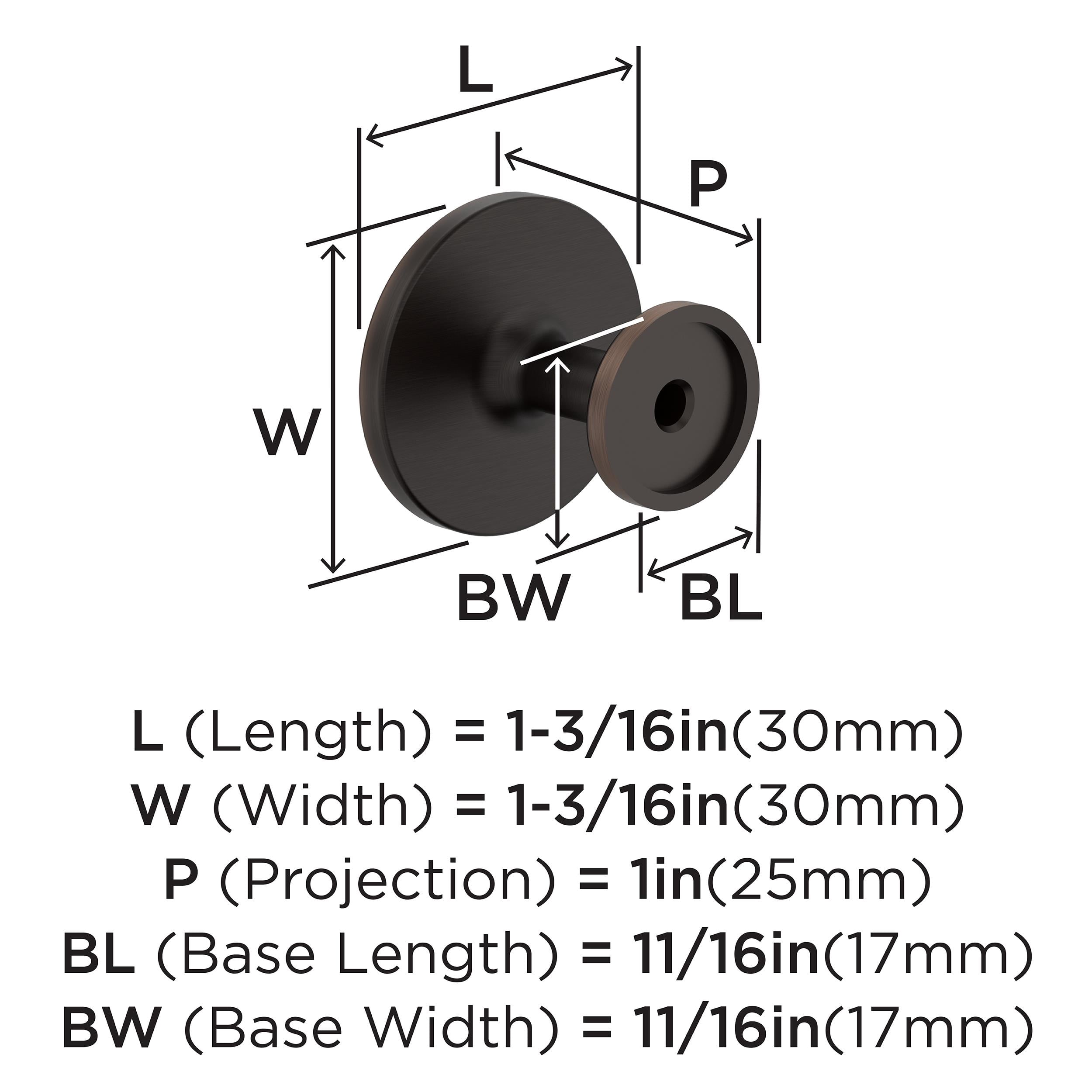 Amerock Loop 1-3/16 inch (30mm) Diameter Oil-Rubbed Bronze Cabinet Knob - 10 Pack