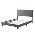 thumbnail image 3 of BSHTI 63.8”Queen Size Platform Bed Frame,Sophisticated Look,Upholstered Headboard and Wood Slats Support,Linen-look Polyester Dark Gray, 3 of 17