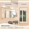 thumbnail image 3 of Keonjinn 72” x 36” Brass Gold Vanity Mirror Brushed, Rectangular Wall-Mounted Mirror Large Metal Framed Mirror for Bathroom(Horizontal/Vertical), 3 of 7