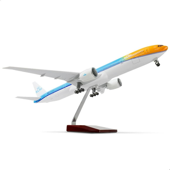 NUOTIE 1/150 Boeing 777-300ER NL-KLM (Orange Pride) Modèle Réduit d'Avion de 18,5 Pouces avec Support, Kits de Modèles d'Avions en Métal Moulé avec Présentoir, Objet de Collection pour Cadeau aux Passionnés d'Aviation