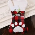 thumbnail image 3 of 20" Christmas Stockings Dogs Pets, Xmas Pet Stocking with Bone Shape Buffalo Plaid for Xmas Indoor Home Family Holiday Party Decor, 3 of 8