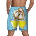 thumbnail image 3 of Kdxio Dog Takes A Bath In The Bathtub Print Men'S Swim Trunks With Compression Liner 7 Inch Inseam Quick Dry Swim Shorts, 3 of 7