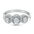 thumbnail image 6 of 10k White Gold Oval White Topaz And Diamond Three Stone Ring, 6 of 6
