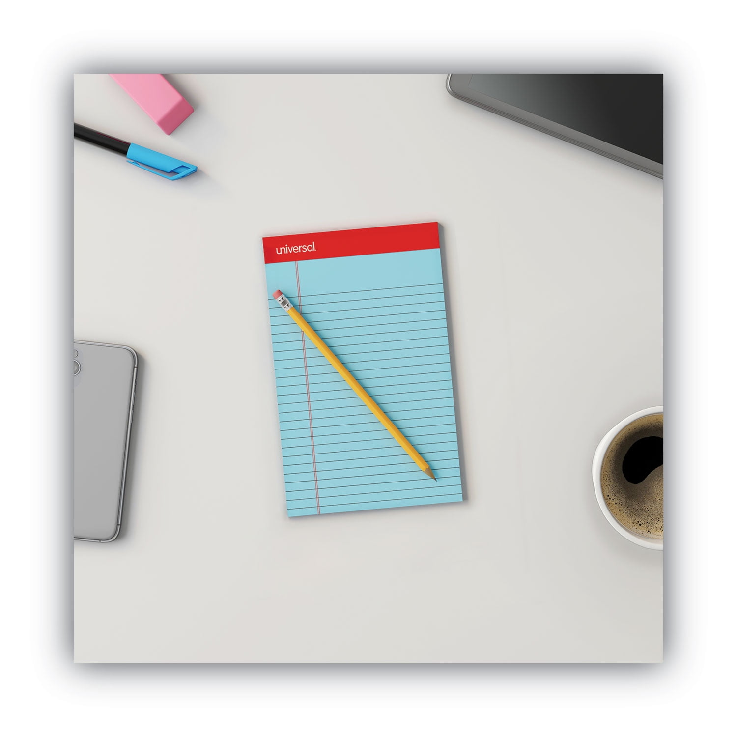 Perforated Ruled Writing Pads, Narrow Rule, Red Headband, 50 Assorted Pastels 5 x 8 Sheets, 6/Pack | Bundle of 2 Packs