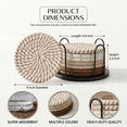 thumbnail image 5 of Cotton Linen Drink Coasters Set of 8, 4 Inch Absorbent Table Coasters, Non-Slip Heat Resistant Cup Mats for Home Tabletop Protection, Coffee Style, 5 of 6