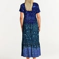 thumbnail image 4 of Diufon Robes Maxi pour Femmes Col Rond Manches Courtes Robe Plissée Imprimée Tendance avec Poches, 4 of 7