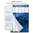 thumbnail image 2 of No Hook Cloth Fabric Shower Curtain with Snap in Liner, Blue Rose Waterproof Shower Curtains Set with See Through Top Window, Elegance Fantasy Flowers Romantic Bath Curtains Shower 72"x96", 2 of 6