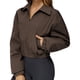 thumbnail image 3 of Chaqueta Corta Holgada para Mujer, con Cremallera, Cortavientos, Cálida, Ideal para Deportes Al Aire Libre y Correr Café Marrón L, 3 of 7