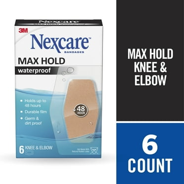 Nexcare Max Hold Waterproof Bandages for Knee & Elbow, 2.38 inches x 3.5 inches, 6 Count