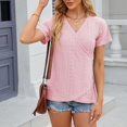 thumbnail image 5 of Camisetas para mujer con cuello en V para mujer Tops de verano holgados casuales para mujer de moda lisos para mujer, 5 of 5