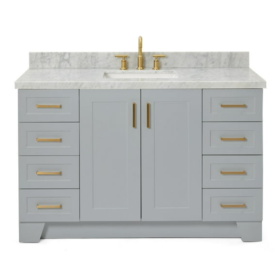 Ariel Taylor 55 In. Rectangle Sink Vanity With Carrara White Marble Countertop In Grey