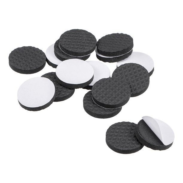 Furniture Pads, Adhesive EVA Pads 25mm Dia 4mm Thick Round Black 48Pcs