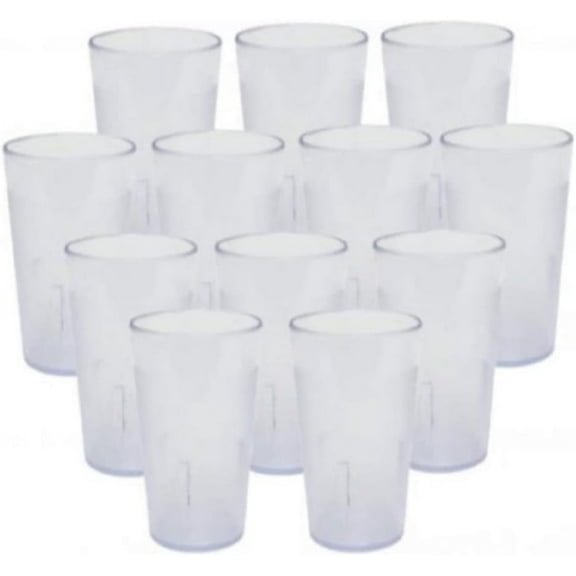TrueCraftware- Set of 12 Tall Pebbled Tumbler/Drinking Cups 32-Ounce Clear Color- Reusable Premium Water Iced Tea Glasses Stackable Dishwasher Safe Break-Resistant for Home and Restaurants