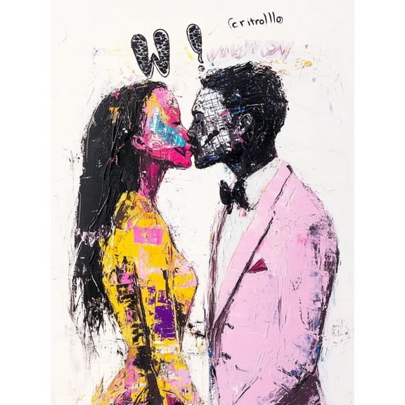 Paint by Numbers Adult DIY Hand Painted A stunning kiss Oil Painting Canvas Kits with Brush and Acrylic Gifts and Home Decoration Without Frame 40 x 50 cm