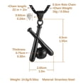 thumbnail image 5 of HZMAN Baseball and Baseball Bat Cross Sports Stainless Steel Pendant Necklace 22+2'' Chain (Basketball - Black), 5 of 6