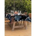 thumbnail image 3 of Outdoor Tablecloths with Umbrella Hole & Zipper, Black Blue Coastal Tablecloth Rectangle 60x84 Inch, Summer Beach Coral Shell Starfish Seahorse Waterproof Table Cloth, Patio/Pool/Picnic Table Covers, 3 of 8