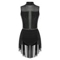 thumbnail image 3 of Aiihoo Costume de Danse Lyrique pour Femmes avec Strass Scintillants, Robe Justaucorps de Ballet en Maille Transparente Patchwork, Noir G, 3 of 7