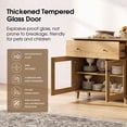 thumbnail image 5 of Large Bedroom Nightstand with Glass Doors, Tall Bedside Table with Drawer, Shelf and Cable Management, Brown, 5 of 8