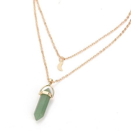 

Kayannuo Clearance Womens Natural Stone Crystal Glass Hexagonal Column Pendant Irregular Necklace