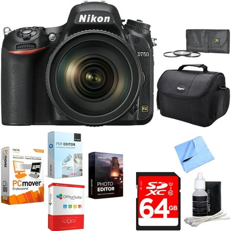 Nikon D750 DSLR 24.3MP Digital Camera w/ AF-S NIKKOR 24-120mm Lens 64GB Card with Elite Suite 18 Standard Editing Software Bundle