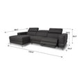 thumbnail image 3 of Modena Leather Charcoal Grey 3-Seater Left Chase Motorized Sofa Lounge, 3 of 4