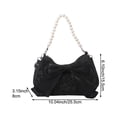 thumbnail image 2 of Jiibva Retro Bow Pearl Shoulder Bag Bow Handbag Fashionable Pearl Armpit Bag Woman Underarm Bag Sweet Crossbody Bags, 2 of 7
