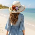 thumbnail image 4 of Jiibva Summer Straw Hat for Women Large Brim Color Matching Sun Hat with Flower Decoration Travel Foldable Bucket Hat for Outdoor, 4 of 7