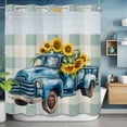 thumbnail image 6 of Truck Sunflower No Hooks Shower Curtain with Snap-in Liner Spring Watercolor Shower Curtains for Bathroom, Waterproof, Easy Install, Washable 72"x78", 6 of 9
