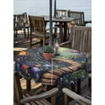 thumbnail image 2 of Outdoor Tablecloth with Umbrella Hole Zipper Mushroom Round Tablecloth 54" Waterproof Outside Table Cloth Dream Forest Wooden Cottage Floral Plant Patio Table Cover Tablecloths for Picnic Party, 2 of 8