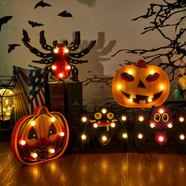 Halloween Decorations Pumpkin Lights Spider Bat Ghost Halloween ...