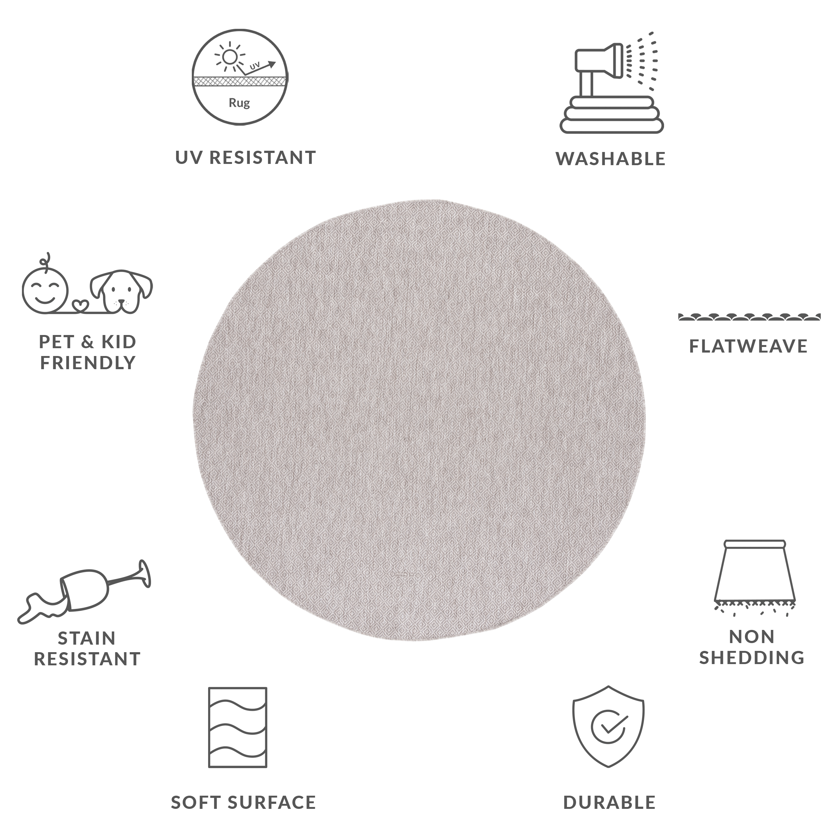 Safavieh Courtyard Mitre Geometric Indoor/Outdoor Area Rug, Beige, 6'7" x 6'7" Round