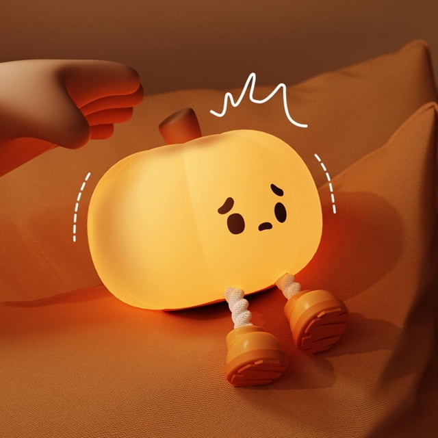 Luz de noche de silicona con forma de calabaza xinyu lámpara LED recargable divertida luz táctil regulable