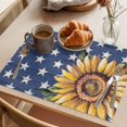 thumbnail image 3 of Sunflower 4th of July Placemats Set of 6 Blue Star Independence Day Place Mats Indoor Wipeable Table Mats Washable Cloth Dining Table Placemats for Kitchen Holiday Party Home Decor 13x19 Inch, 3 of 9