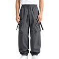 thumbnail image 5 of MXALUOB Men's Cargo Pants Loose Fit Fashion Outdoor Pants Drawstring Elastic Waist Solid Color Utility Trousers Casual Streetwear, 5 of 7