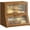 Brown, variant on Double Layer Bamboo Bread Box with Acrylic Wavy Door Panel, Large Capacity Kitchen Storage Container for Bread, Rolls, Muffins