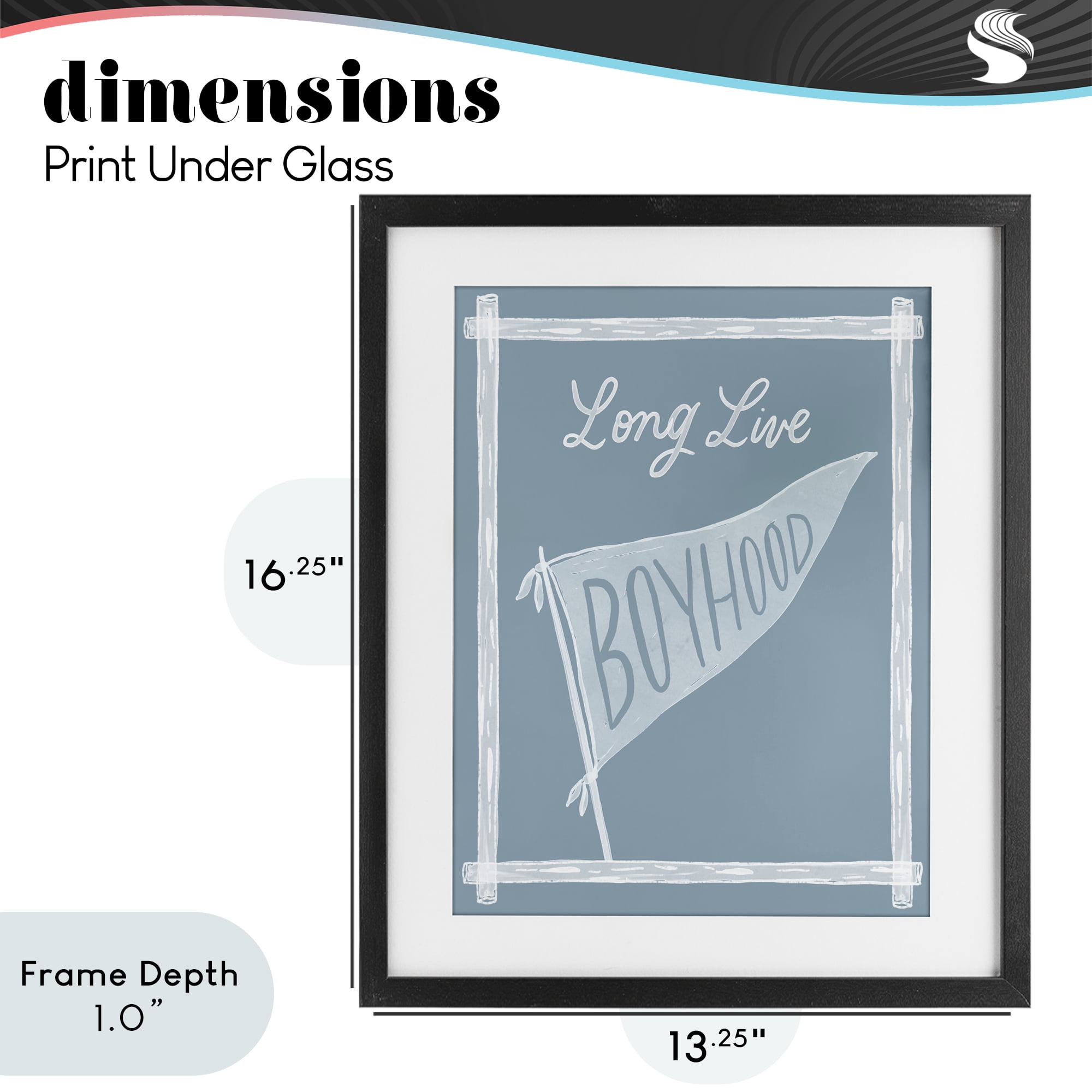 Stupell Industries Long Live Boyhood with Border Black Framed Print Under Glass, design by Cherrywood Lane
