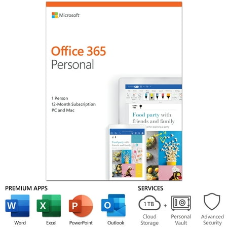 Microsoft Office 365 Personal | 12-month subscription, 1 person, PC/Mac Key (Best Program To Design Business Cards Mac)