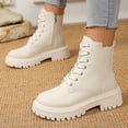 thumbnail image 5 of CAZOFW Womens Ankle Combat Boots Lace Up Booties with Side Zip and treaded sole, 5 of 8