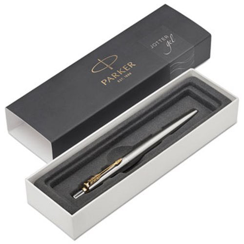 Personalized Parker Jotter Stainless Steel Gold Trim Ballpoint Pen w/ Gift Box 