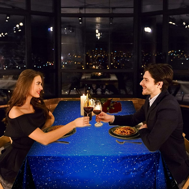 Keyoung Joyberg 4 Pack Space Tablecloth, Plastic Galaxy Table Cloth All Printed Starry Sky, Waterproof Oil Proof Galaxy Party Tablecloth Star Tablecloth (54'' X 108