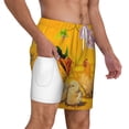 thumbnail image 2 of Kdxio The Chicken Family Rooster Hen And Chicks Print Men'S Swim Trunks With Compression Liner 7 Inch Inseam Quick Dry Swim Shorts, 2 of 7