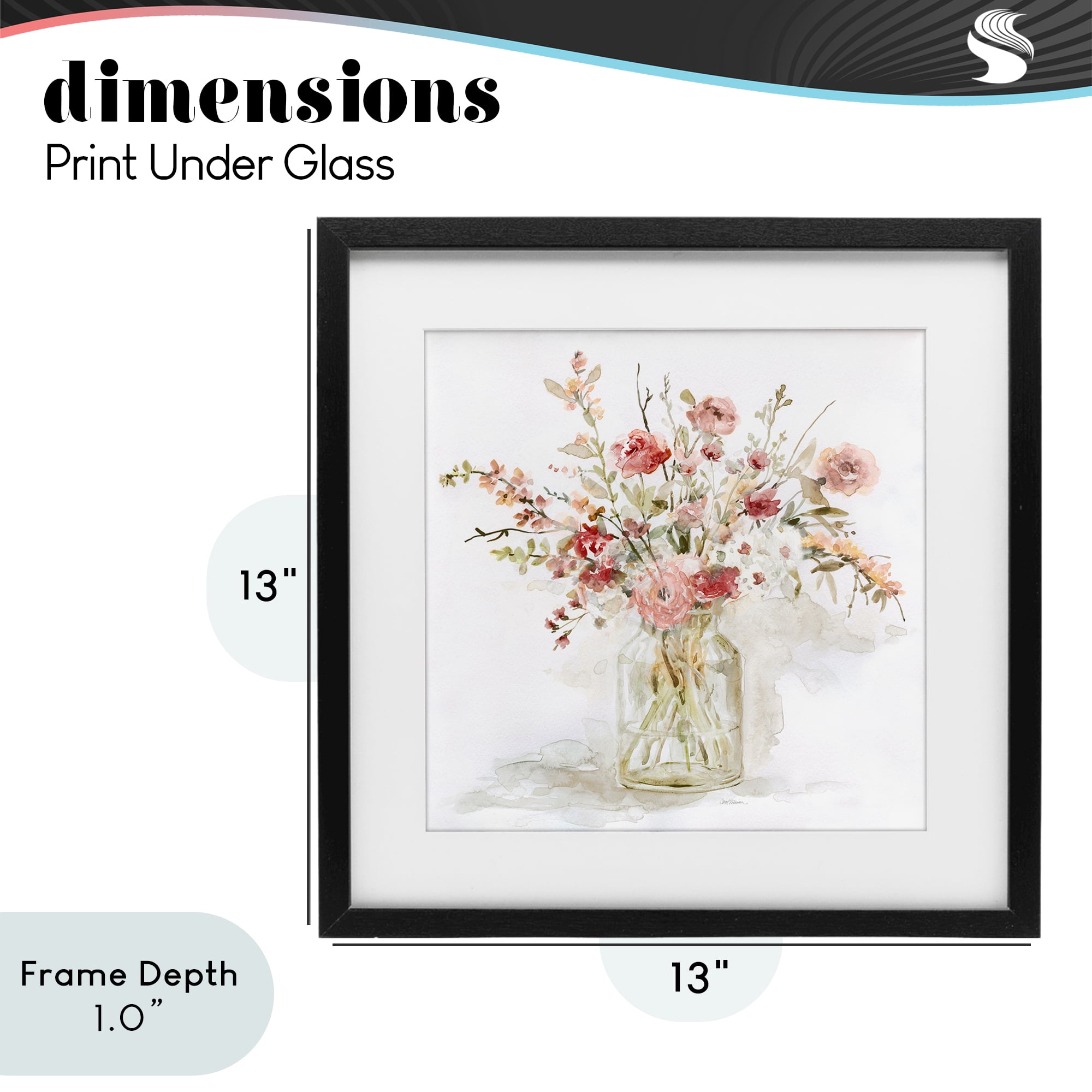 Stupell Industries Springtime Blooms in Glass Vase Black Framed Print Under Glass, design by Carol Robinson