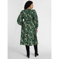 thumbnail image 2 of Terra & Sky Women’s Plus Tie Waist Midi Dress with Long Puff Sleeves, Sizes 0X-5X, 2 of 4