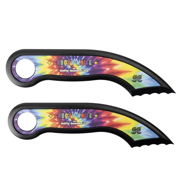 Safe Box Cutter, No Finger Cuts – Groovy Knife 2-Pack, Package Opener Tool, Easy Mail Opener for Amazon Packages & Boxes by Gnifty Gnomes