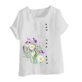 thumbnail image 3 of Birdeem Womens Summer Casual Round Neck Short Sleeve Flower Printing Loose Shirt Tops, 3 of 12