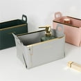 thumbnail image 2 of Cheers Dual Handle Storage Box Large Capacity Faux Leather Key Shoe Cabinet Cosmetic Desktop Storage Basket for Household, 2 of 7